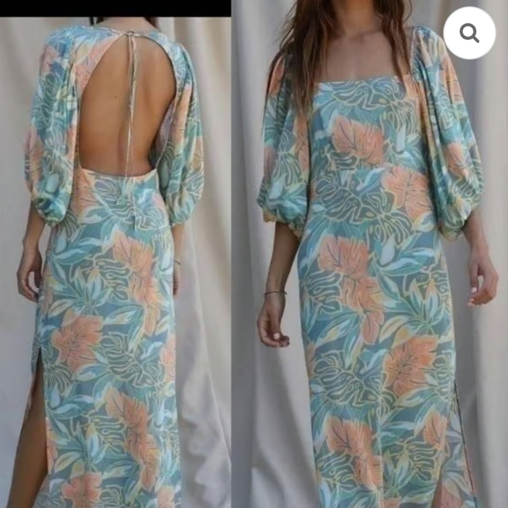 Jen's Pirate Booty Backless Floral Dress - Blue, Pink, Cream